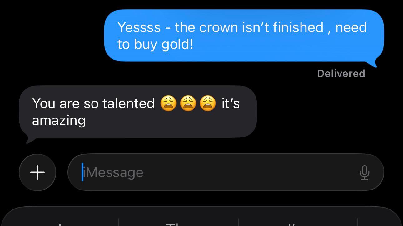 Client text message: You are so talented, it's amazing